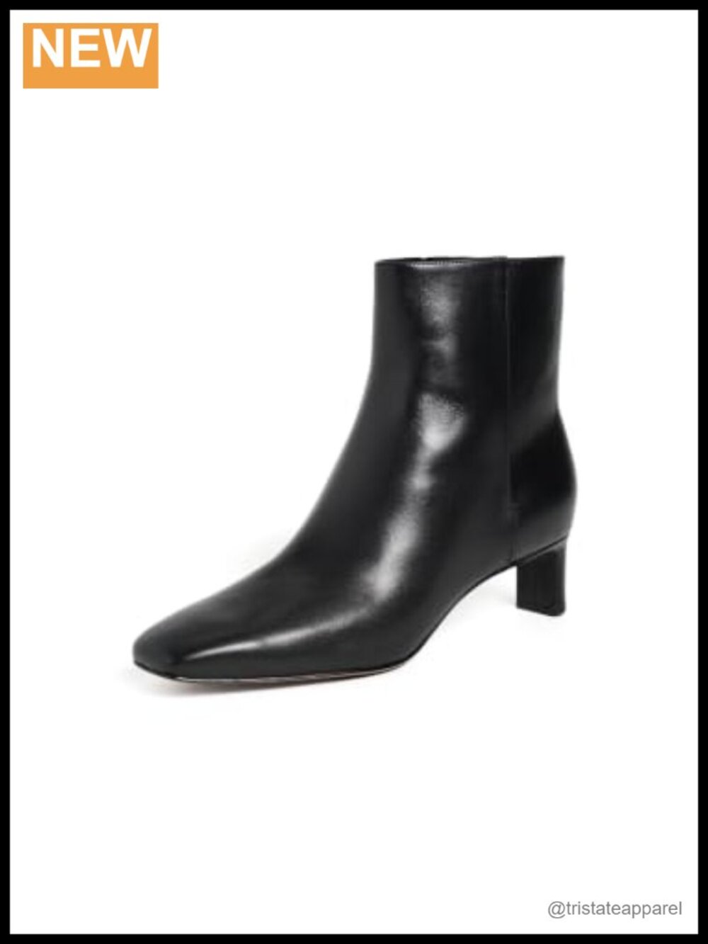 Vince Lilith Leather Ankle Bootie Kitten Heel Square Toe Zip